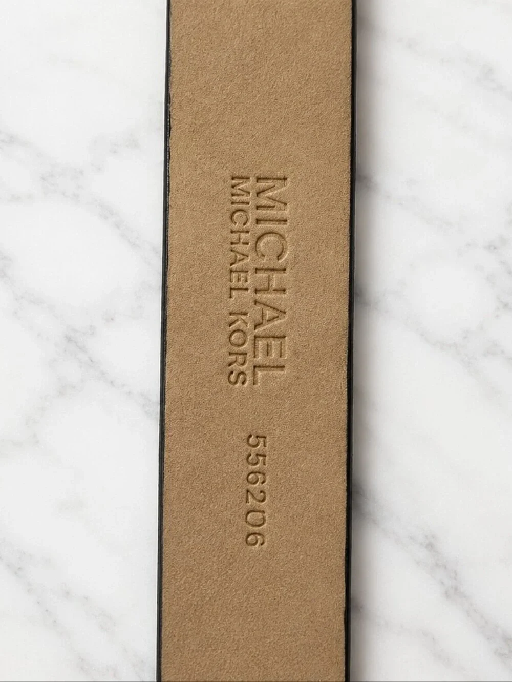 MICHAEL KORS Black Vegan Leather Belt with Silver Buckle
